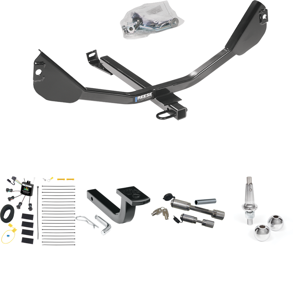 Fits 2010-2015 Chevrolet Camaro Trailer Hitch Tow PKG w/ 4-Flat Zero Contact "No Splice" Wiring Harness + Draw-Bar + Interchangeable 1-7/8" & 2" Balls + Dual Hitch & Coupler Locks (Excludes: Convertible & w/Dealer Installed Ground Effects Models) By