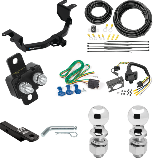 Fits 2019-2023 GMC Sierra 1500 Trailer Hitch Tow PKG w/ 7-Way RV Wiring + 2" & 2-5/16" Ball + Drop Mount By Reese Towpower