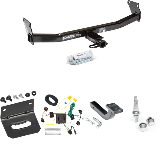 Fits 2008-2017 Jeep Patriot Trailer Hitch Tow PKG w/ 4-Flat Wiring Harness + Draw-Bar + Interchangeable 1-7/8" & 2" Balls + Wiring Bracket By Draw-Tite