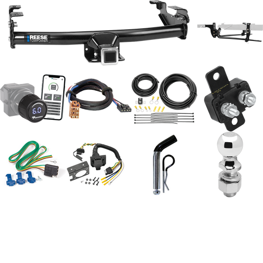 Fits 1999-2002 Chevrolet Silverado 2500 Trailer Hitch Tow PKG w/ 8K Round Bar Weight Distribution Hitch w/ 2-5/16" Ball + 2" Ball + Pin/Clip + Tekonsha Prodigy iD Bluetooth Wireless Brake Control + Plug & Play BC Adapter + 7-Way RV Wiring By Reese To