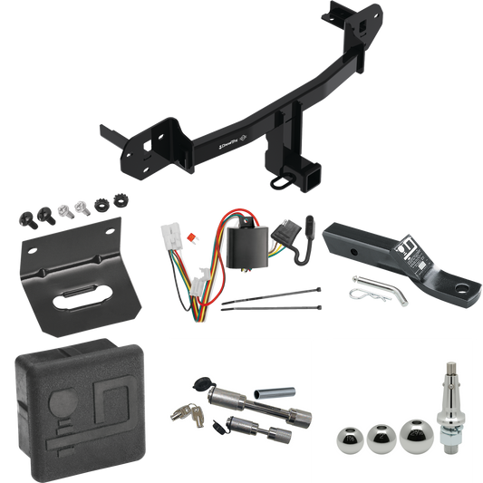 Fits 2020-2023 Subaru Outback Trailer Hitch Tow PKG w/ 4-Flat Wiring + Ball Mount w/ 2" Drop + Interchangeable Ball 1-7/8" & 2" & 2-5/16" + Wiring Bracket + Dual Hitch & Coupler Locks + Hitch Cover (For Wagon Models) By Draw-Tite