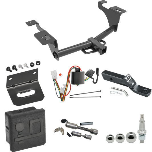 Fits 2020-2023 Subaru Outback Trailer Hitch Tow PKG w/ 4-Flat Wiring + Ball Mount w/ 2" Drop + Interchangeable Ball 1-7/8" & 2" & 2-5/16" + Wiring Bracket + Dual Hitch & Coupler Locks + Hitch Cover (For Wagon Models) By Draw-Tite