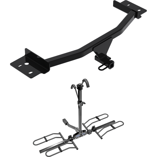 Fits 2020-2023 Lincoln Aviator Trailer Hitch Tow PKG w/ 2 Bike Carrier Platform Rack By Reese Towpower