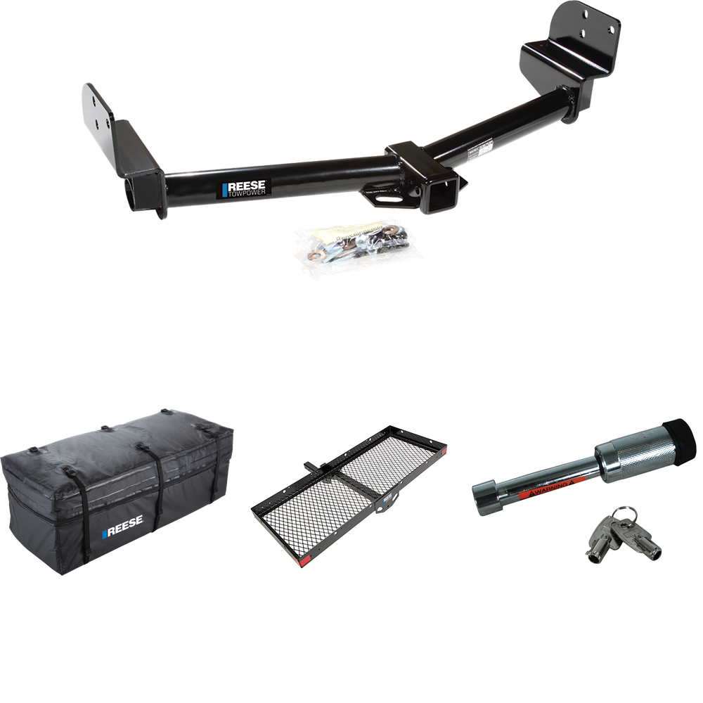 Fits 2002-2005 Mercury Mountaineer Trailer Hitch Tow PKG w/ 48" x 20" Cargo Carrier + Cargo Bag + Hitch Lock By Reese Towpower