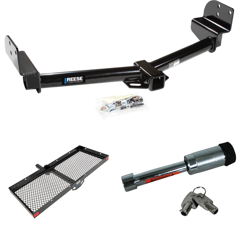 Fits 2003-2005 Lincoln Aviator Trailer Hitch Tow PKG w/ 48" x 20" Cargo Carrier + Hitch Lock By Reese Towpower