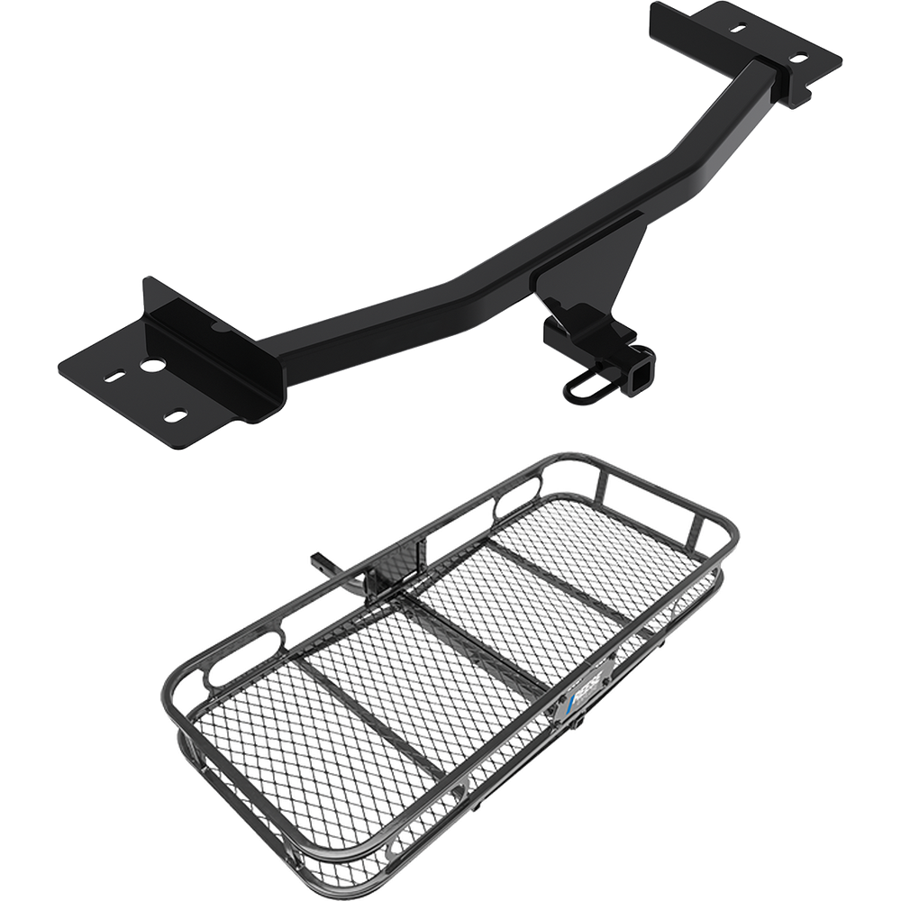 Fits 2020-2023 Ford Explorer Trailer Hitch Tow PKG w/ 48" x 20" Cargo Carrier Rack By Reese Towpower