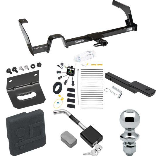 Fits 2000-2004 Subaru Outback Trailer Hitch Tow PKG w/ 4-Flat Zero Contact "No Splice" Wiring Harness + Draw-Bar + 1-7/8" Ball + Wiring Bracket + Hitch Cover + Hitch Lock (For Sedan, Except Sport Models) By Draw-Tite