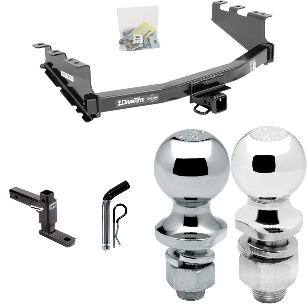 Fits 2014-2018 Chevrolet Silverado 1500 Trailer Hitch Tow PKG w/ Adjustable Drop Rise Ball Mount + Pin/Clip + 2" Ball + 1-7/8" Ball By Draw-Tite