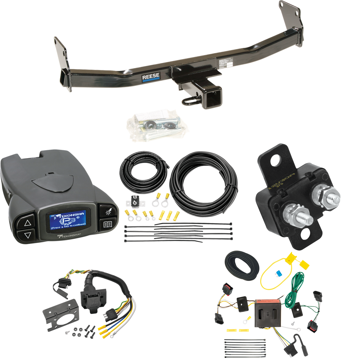 Se adapta al paquete de enganche de remolque Jeep Patriot 2008-2017 con control de freno Tekonsha Prodigy P3 + cableado RV de 7 vías de Reese Towpower