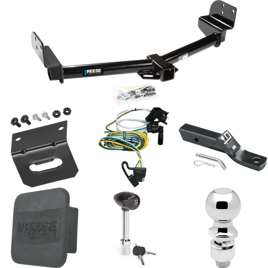 Se adapta al paquete de enganche de remolque Lincoln Aviator 2003-2004 con 4 cables planos + soporte de bola con caída de 2" + bola de 2-5/16" + soporte de cableado + bloqueo de enganche + cubierta de enganche de Reese Towpower