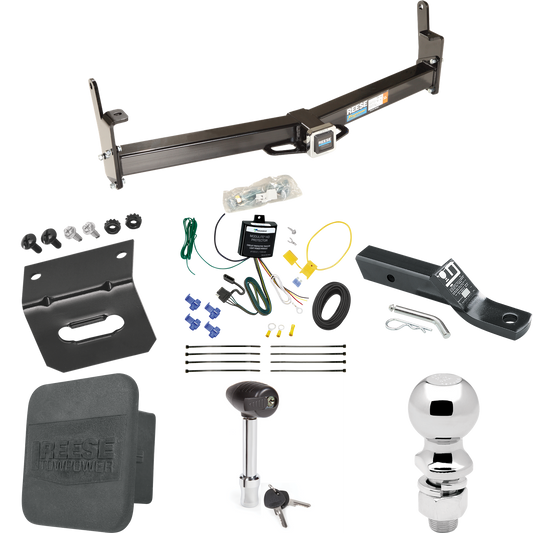 Se adapta al paquete de enganche de remolque Mercury Mountaineer 1997-2001 con cableado de 4 planos + soporte de bola con caída de 2" + bola de 2-5/16" + soporte de cableado + bloqueo de enganche + cubierta de enganche de Reese Towpower