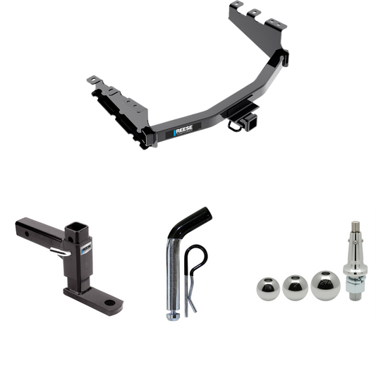 Fits 2014-2018 Chevrolet Silverado 1500 Trailer Hitch Tow PKG w/ Adjustable Drop Rise Ball Mount + Pin/Clip + Inerchangeable 1-7/8" & 2" & 2-5/16" Balls By Reese Towpower