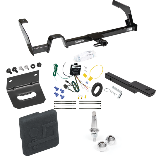 Fits 2000-2004 Subaru Outback Trailer Hitch Tow PKG w/ 4-Flat Wiring Harness + Draw-Bar + Interchangeable 1-7/8" & 2" Balls + Wiring Bracket + Hitch Cover (For Sedan, Except Sport Models) By Draw-Tite