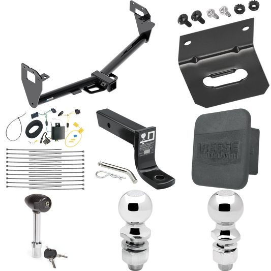 Fits 2015-2023 Jeep Renegade Trailer Hitch Tow PKG w/ 4-Flat Wiring + Ball Mount w/ 4" Drop + 2" Ball + 2-5/16" Ball + Wiring Bracket + Hitch Lock + Hitch Cover By Reese Towpower