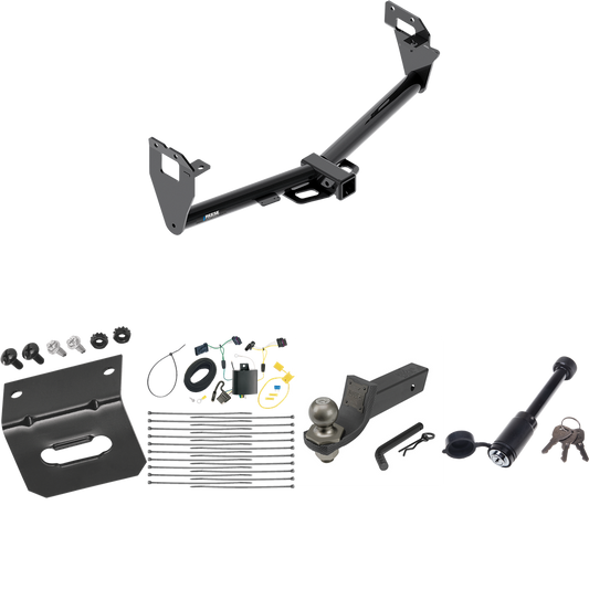 Fits 2015-2023 Jeep Renegade Trailer Hitch Tow PKG w/ 4-Flat Wiring + Interlock Tactical Starter Kit w/ 2" Drop & 2" Ball + Tactical Dogbone Lock + Wiring Bracket By Reese Towpower