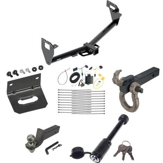 Fits 2015-2023 Jeep Renegade Trailer Hitch Tow PKG w/ 4-Flat Wiring + Interlock Tactical Starter Kit w/ 2" Drop & 2" Ball + Tactical Hook & Shackle Mount + Tactical Dogbone Lock + Wiring Bracket By Reese Towpower