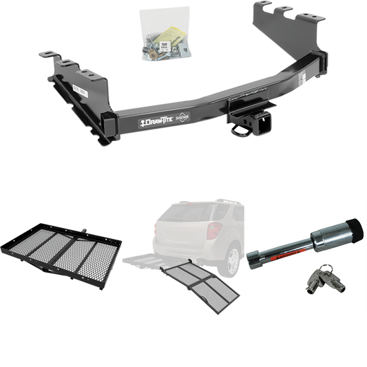 Fits 2014-2018 GMC Sierra 1500 Trailer Hitch Tow PKG w/ Cargo Carrier + Bi-Fold Ramp + Hitch Lock By Draw-Tite