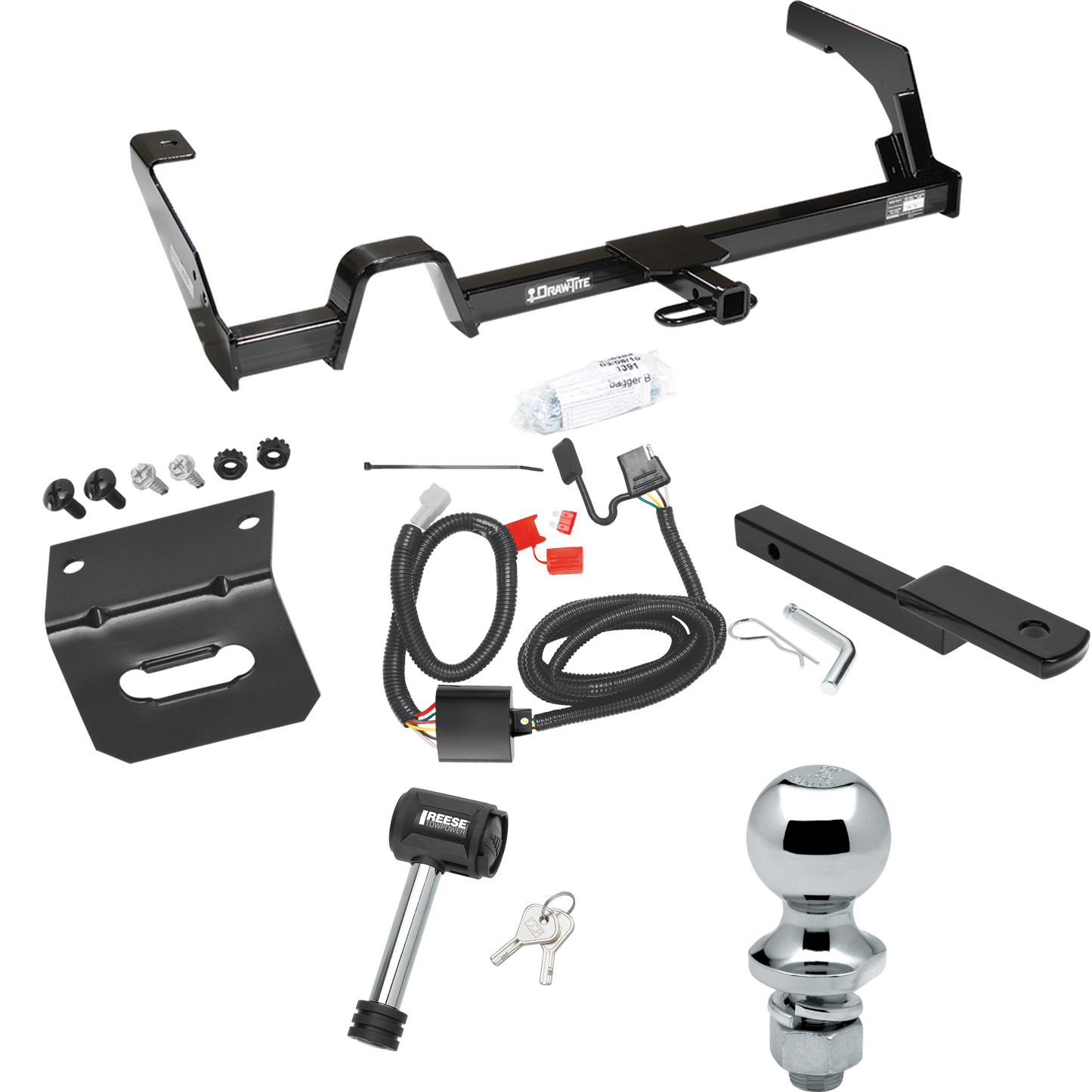 Fits 2000-2004 Subaru Outback Trailer Hitch Tow PKG w/ 4-Flat Wiring Harness + Draw-Bar + 1-7/8" Ball + Wiring Bracket + Hitch Lock (For Wagon, Except Sport Models) By Reese Towpower