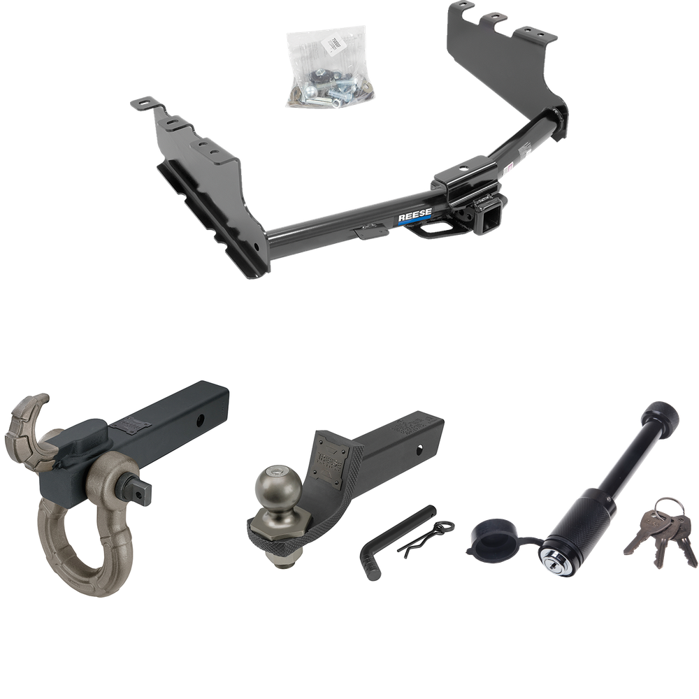 Fits 2019-2019 Chevrolet Silverado 1500 LD (Old Body) Trailer Hitch Tow PKG + Interlock Tactical Starter Kit w/ 2" Drop & 2" Ball + Tactical Hook & Shackle Mount + Tactical Dogbone Lock By Reese Towpower