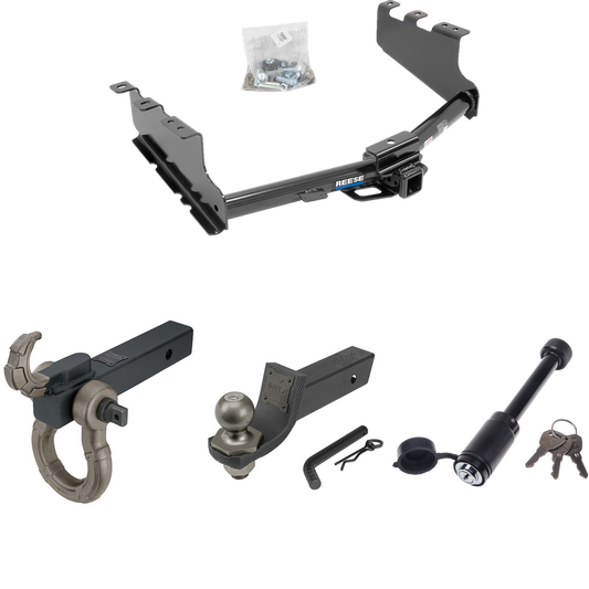 Fits 2019-2019 Chevrolet Silverado 1500 LD (Old Body) Trailer Hitch Tow PKG + Interlock Tactical Starter Kit w/ 2" Drop & 2" Ball + Tactical Hook & Shackle Mount + Tactical Dogbone Lock By Reese Towpower