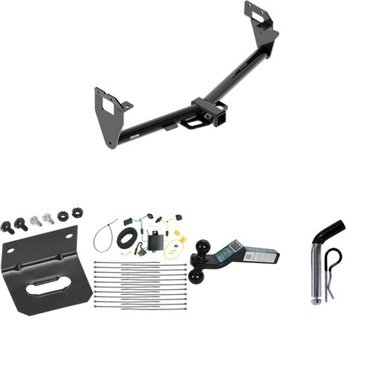 Fits 2015-2023 Jeep Renegade Trailer Hitch Tow PKG w/ 4-Flat Wiring Harness + Dual Ball Ball Mount 2" & 2-5/16" Trailer Balls + Pin/Clip +  Wiring Bracket By Reese Towpower