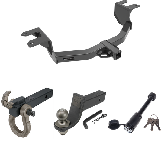 Fits 2019-2023 GMC Sierra 1500 Trailer Hitch Tow PKG + Interlock Tactical Starter Kit w/ 3-1/4" Drop & 2" Ball + Tactical Hook & Shackle Mount + Tactical Dogbone Lock By Reese Towpower