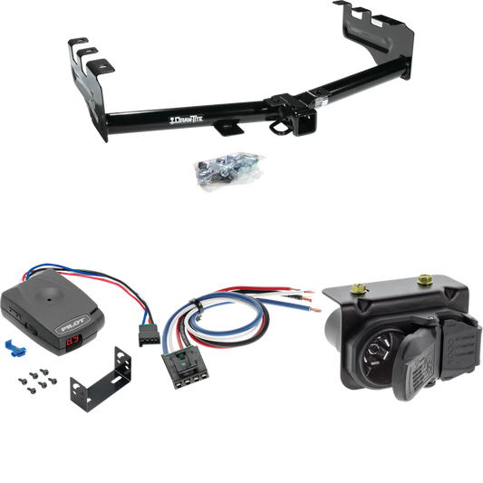 Fits 2007-2013 GMC Sierra 1500 Trailer Hitch Tow PKG w/ Pro Series Pilot Brake Control + Generic BC Wiring Adapter + 7-Way RV Wiring By Draw-Tite