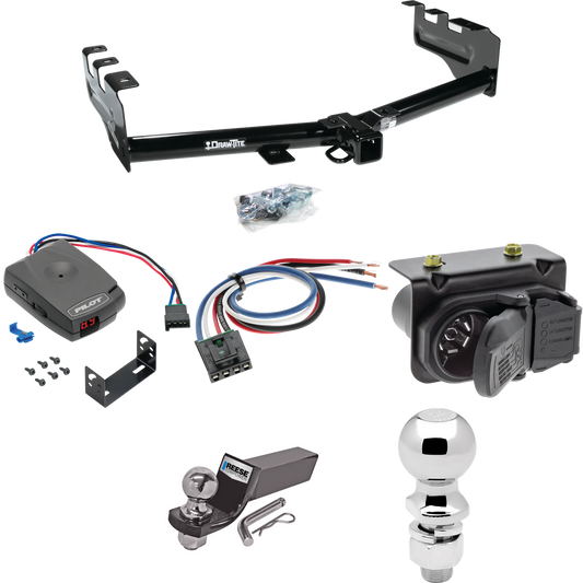 Se adapta al paquete de enganche de remolque Chevrolet Silverado 1500 2007-2013 con control de freno piloto serie Pro + adaptador de cableado BC genérico + cableado RV de 7 vías + soporte de bola y caída de 2" y 2-5/16" de Draw-Tite