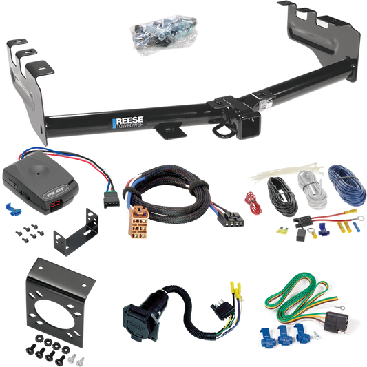 Fits 1999-2002 GMC Sierra 2500 Trailer Hitch Tow PKG w/ Pro Series Pilot Brake Control + Plug & Play BC Adapter + 7-Way RV Wiring By Reese Towpower