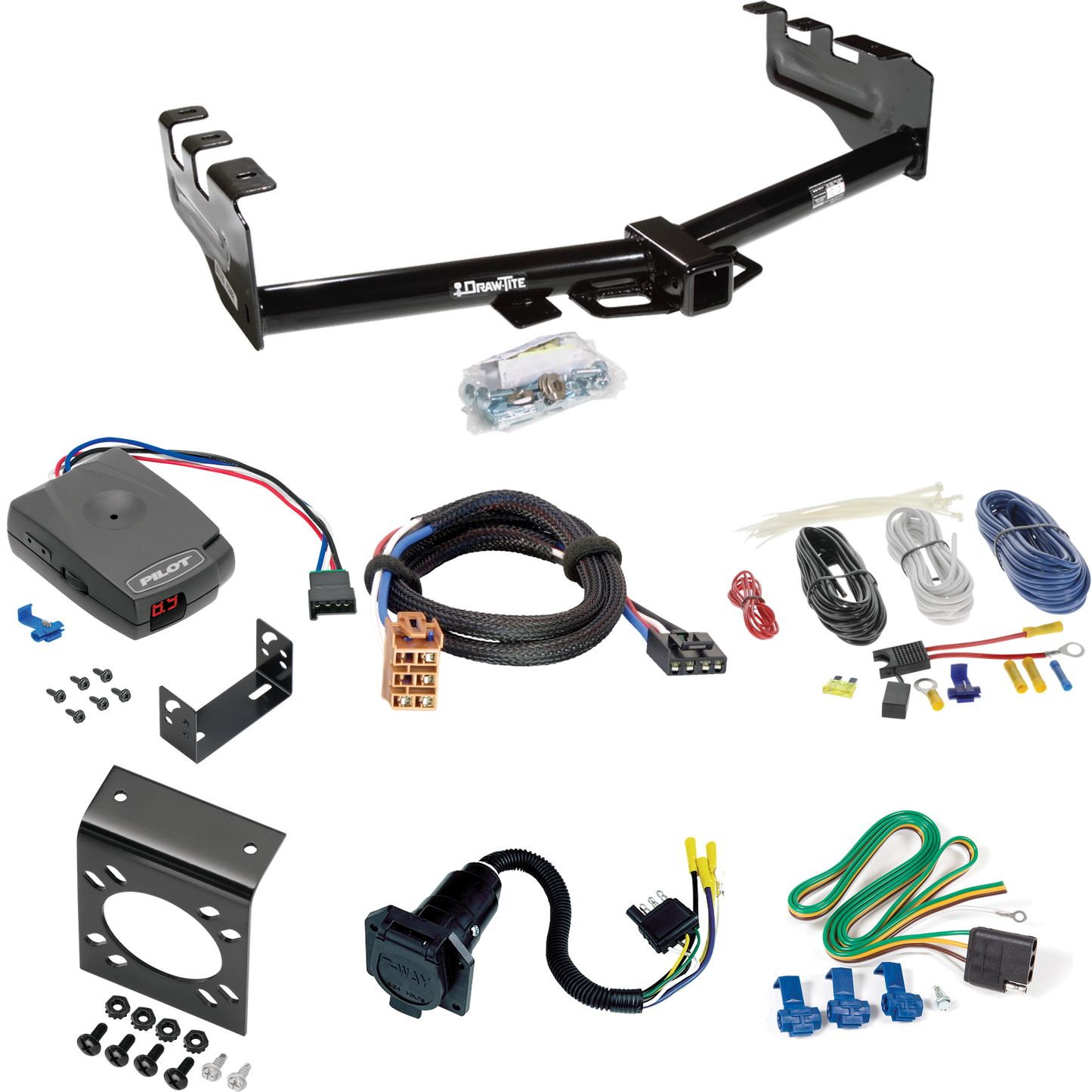 Se adapta al paquete de enganche de remolque Chevrolet Silverado 2500 1999-2002 con control de freno piloto serie Pro + adaptador BC Plug &amp; Play + cableado RV de 7 vías de Draw-Tite