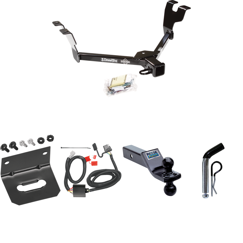 Fits 2005-2009 Subaru Outback Trailer Hitch Tow PKG w/ 4-Flat Wiring Harness + Dual Ball Ball Mount 1-7/8" & 2" Trailer Balls + Pin/Clip + Wiring Bracket (For Wagon, Except Sport Models) By Draw-Tite