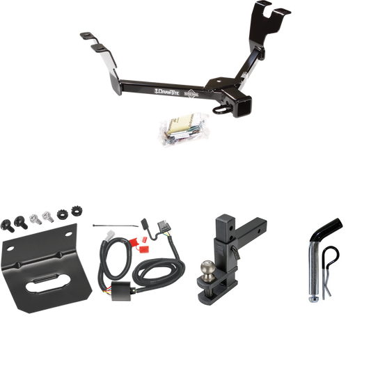 Fits 2005-2009 Subaru Outback Trailer Hitch Tow PKG w/ 4-Flat Wiring Harness + Adjustable Drop Rise Clevis Hitch Ball Mount w/ 2" Ball + Pin/Clip + Wiring Bracket (For Wagon, Except Sport Models) By Draw-Tite