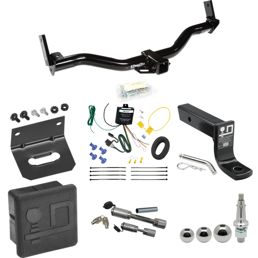 Fits 1997-2001 Mercury Mountaineer Trailer Hitch Tow PKG w/ 4-Flat Wiring + Ball Mount w/ 4" Drop + Interchangeable Ball 1-7/8" & 2" & 2-5/16" + Wiring Bracket + Dual Hitch & Coupler Locks + Hitch Cover By Draw-Tite