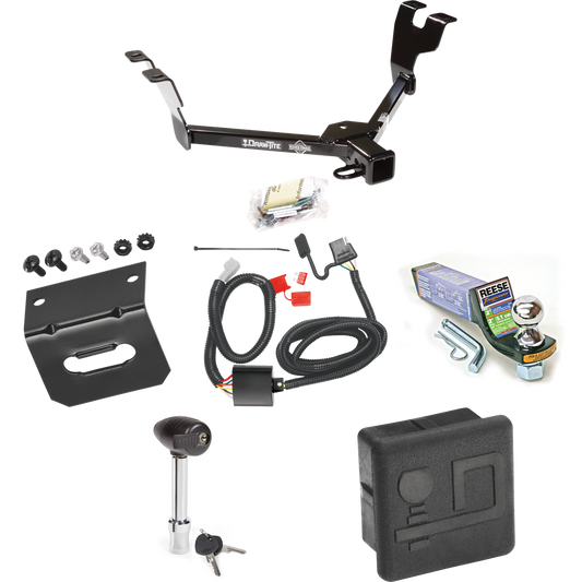 Fits 2005-2009 Subaru Outback Trailer Hitch Tow PKG w/ 4-Flat Wiring + Starter Kit Ball Mount w/ 2" Drop & 1-7/8" Ball + Wiring Bracket + Hitch Lock + Hitch Cover (For Wagon, Except Sport Models) By Draw-Tite