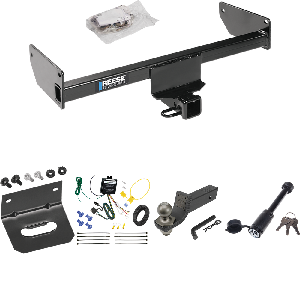 Fits 2008-2009 Saturn Vue Trailer Hitch Tow PKG w/ 4-Flat Wiring + Interlock Tactical Starter Kit w/ 2" Drop & 2" Ball + Tactical Dogbone Lock + Wiring Bracket By Reese Towpower