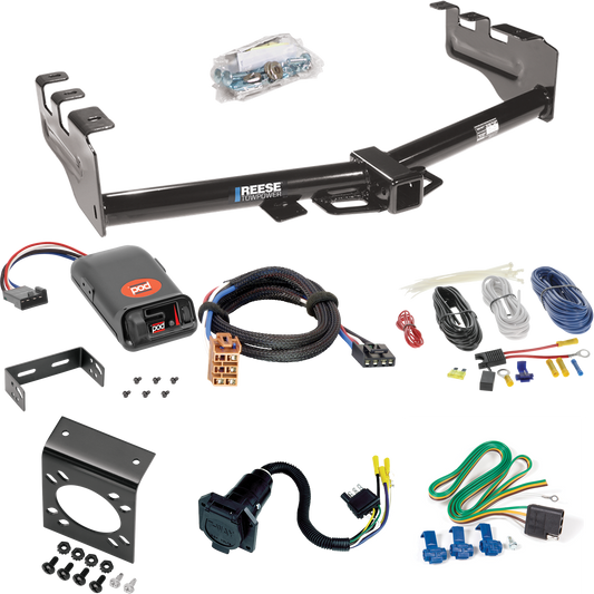 Fits 1999-2002 GMC Sierra 2500 Trailer Hitch Tow PKG w/ Pro Series POD Brake Control + Plug & Play BC Adapter + 7-Way RV Wiring By Reese Towpower