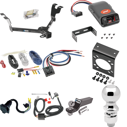 Fits 2005-2007 Subaru Legacy Trailer Hitch Tow PKG w/ Pro Series POD Brake Control + Generic BC Wiring Adapter + 7-Way RV Wiring + 2" & 2-5/16" Ball & Drop Mount (For Sedan, Except Outback Models) By Reese Towpower