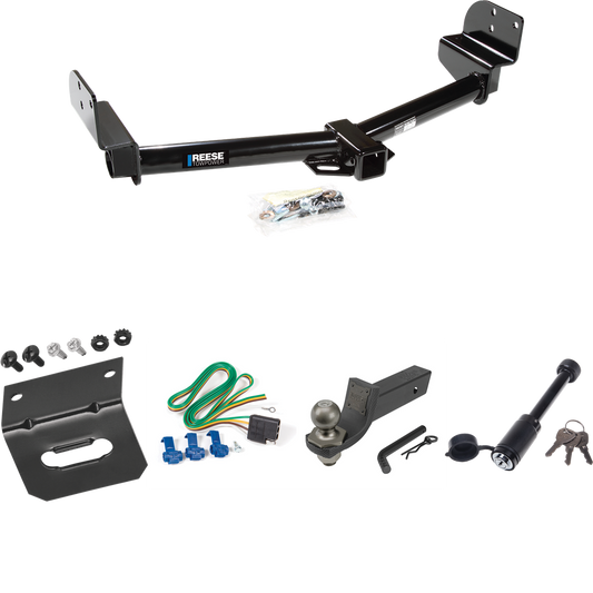 Se adapta al paquete de enganche de remolque Lincoln Aviator 2005-2005 con cableado de 4 planos + kit de inicio táctico de enclavamiento con caída de 2" y bola de 2" + bloqueo táctico de hueso de perro + soporte de cableado de Reese Towpower