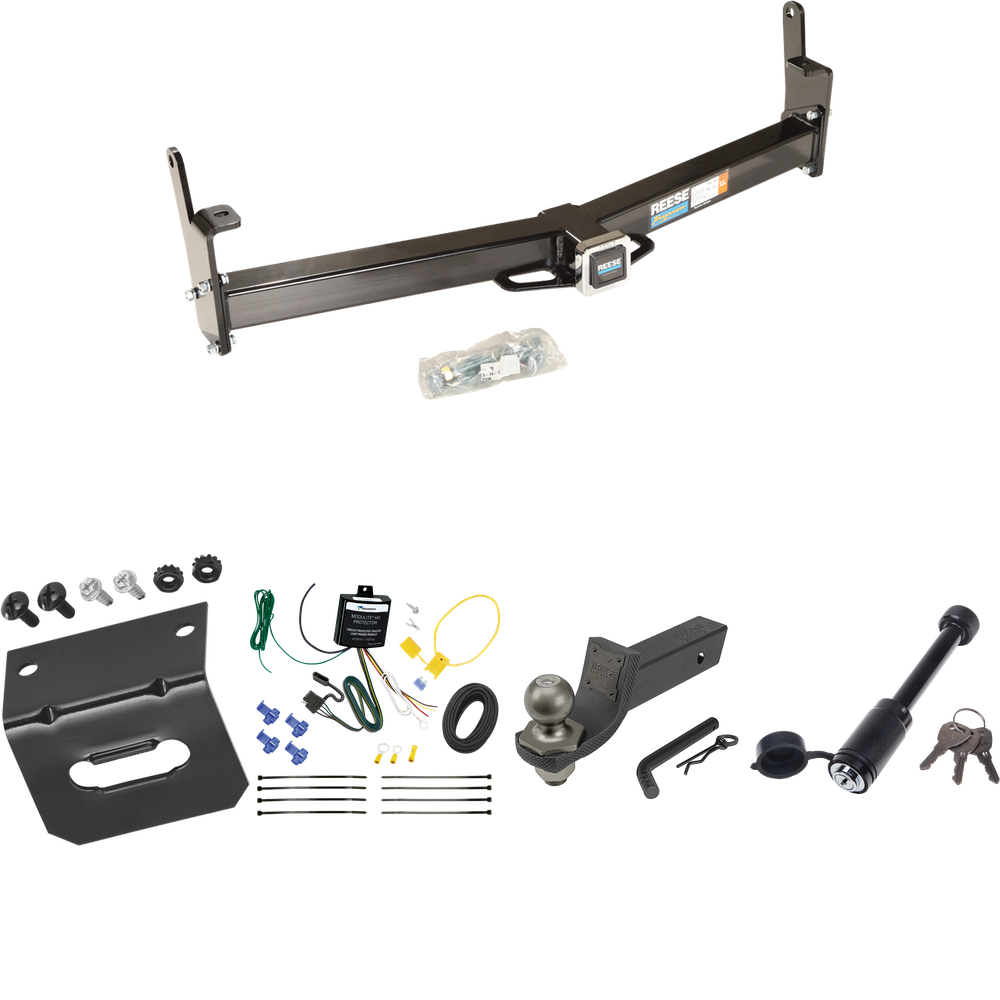 Fits 1995-2001 Ford Explorer Trailer Hitch Tow PKG w/ 4-Flat Wiring + Interlock Tactical Starter Kit w/ 2" Drop & 2" Ball + Tactical Dogbone Lock + Wiring Bracket By Reese Towpower