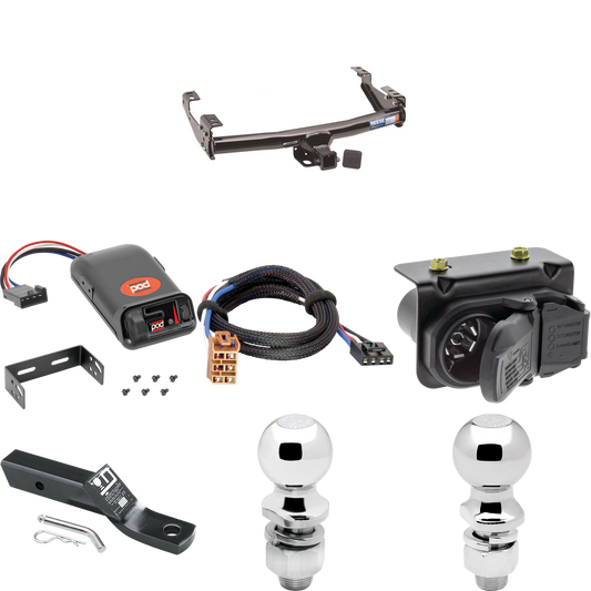 Fits 1999-2002 Chevrolet Silverado 2500 Trailer Hitch Tow PKG w/ Pro Series POD Brake Control + Plug & Play BC Adapter + 7-Way RV Wiring + 2" & 2-5/16" Ball & Drop Mount By Reese Towpower