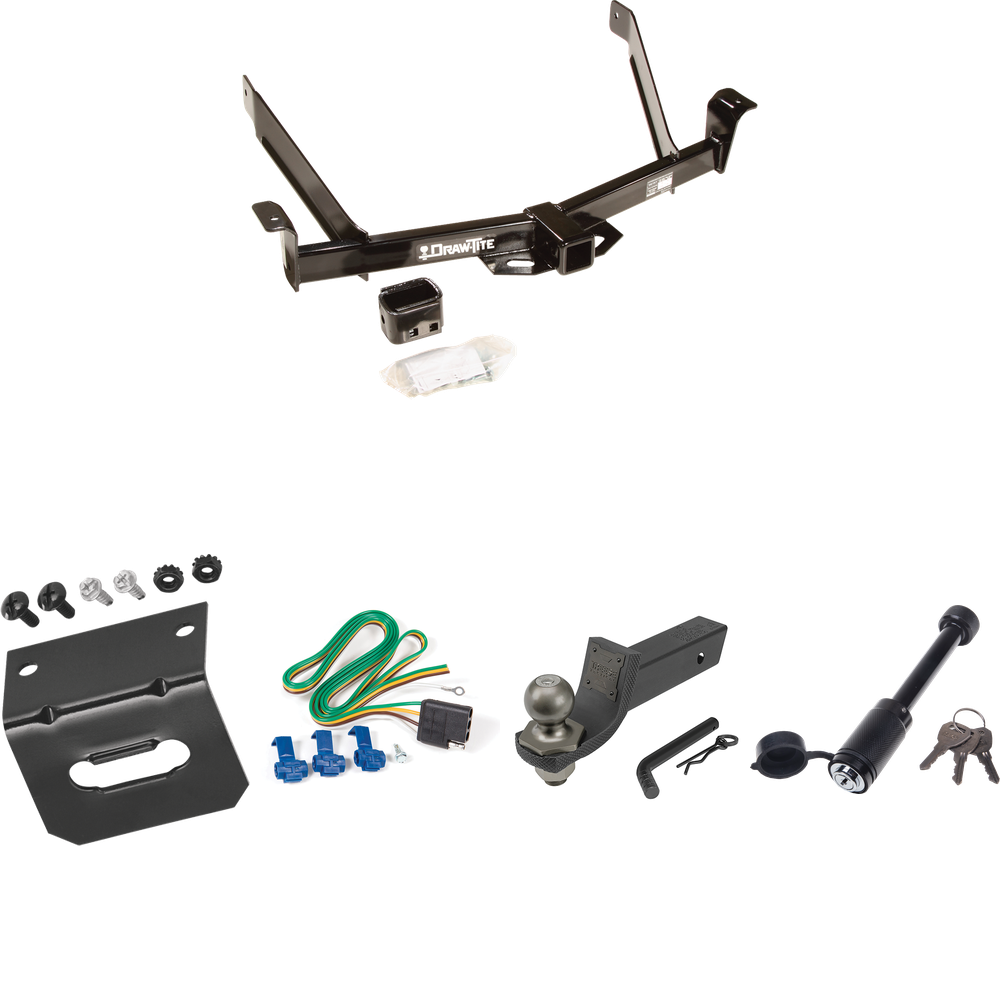 Fits 1991-1994 Mazda Navajo Trailer Hitch Tow PKG w/ 4-Flat Wiring + Interlock Tactical Starter Kit w/ 2" Drop & 2" Ball + Tactical Dogbone Lock + Wiring Bracket By Draw-Tite