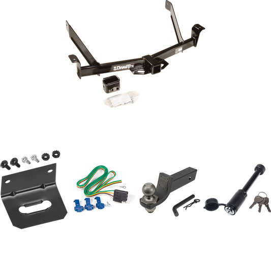 Fits 1991-1994 Mazda Navajo Trailer Hitch Tow PKG w/ 4-Flat Wiring + Interlock Tactical Starter Kit w/ 2" Drop & 2" Ball + Tactical Dogbone Lock + Wiring Bracket By Draw-Tite