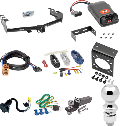 Fits 1999-2002 Chevrolet Silverado 2500 Trailer Hitch Tow PKG w/ Pro Series POD Brake Control + Plug & Play BC Adapter + 7-Way RV Wiring + 2" & 2-5/16" Ball & Drop Mount By Reese Towpower