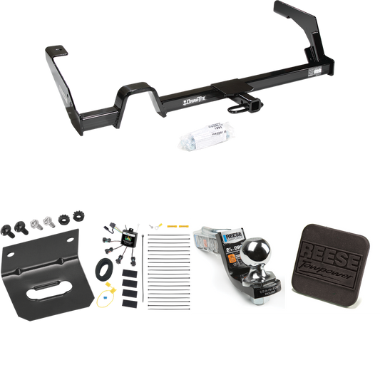 Fits 2000-2004 Subaru Legacy Trailer Hitch Tow PKG w/ 4-Flat Zero Contact "No Splice" Wiring Harness + Interlock Starter Kit w/ 2" Ball 2-1/2" Drop 2" Rise + Wiring Bracket + Hitch Cover (For Sedan, Except Outback Models) By Reese Towpower