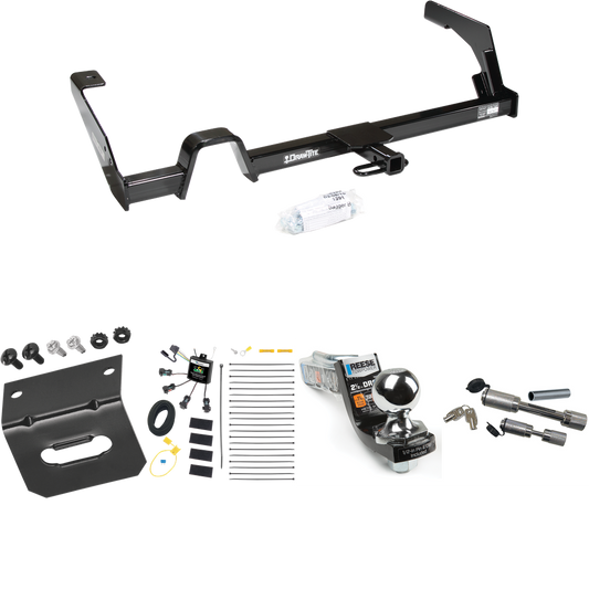 Fits 2000-2004 Subaru Legacy Trailer Hitch Tow PKG w/ 4-Flat Zero Contact "No Splice" Wiring Harness + Interlock Starter Kit w/ 2" Ball 2-1/2" Drop 2" Rise + Wiring Bracket + Dual Hitch & Coupler Locks (For Sedan, Except Outback Models) By Draw-Tite