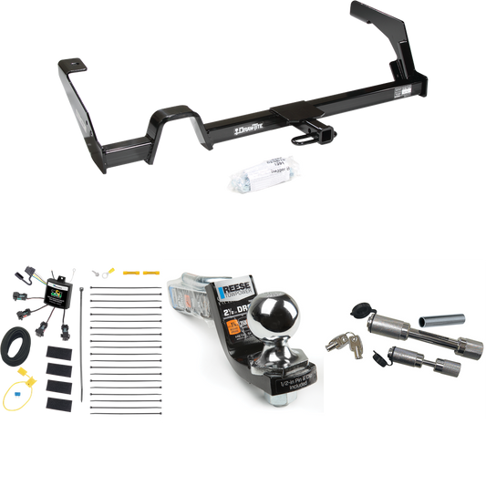 Fits 2000-2004 Subaru Outback Trailer Hitch Tow PKG w/ 4-Flat Zero Contact "No Splice" Wiring Harness + Interlock Starter Kit w/ 2" Ball 2-1/2" Drop 2" Rise + Dual Hitch & Coupler Locks (For Sedan, Except Sport Models) By Draw-Tite