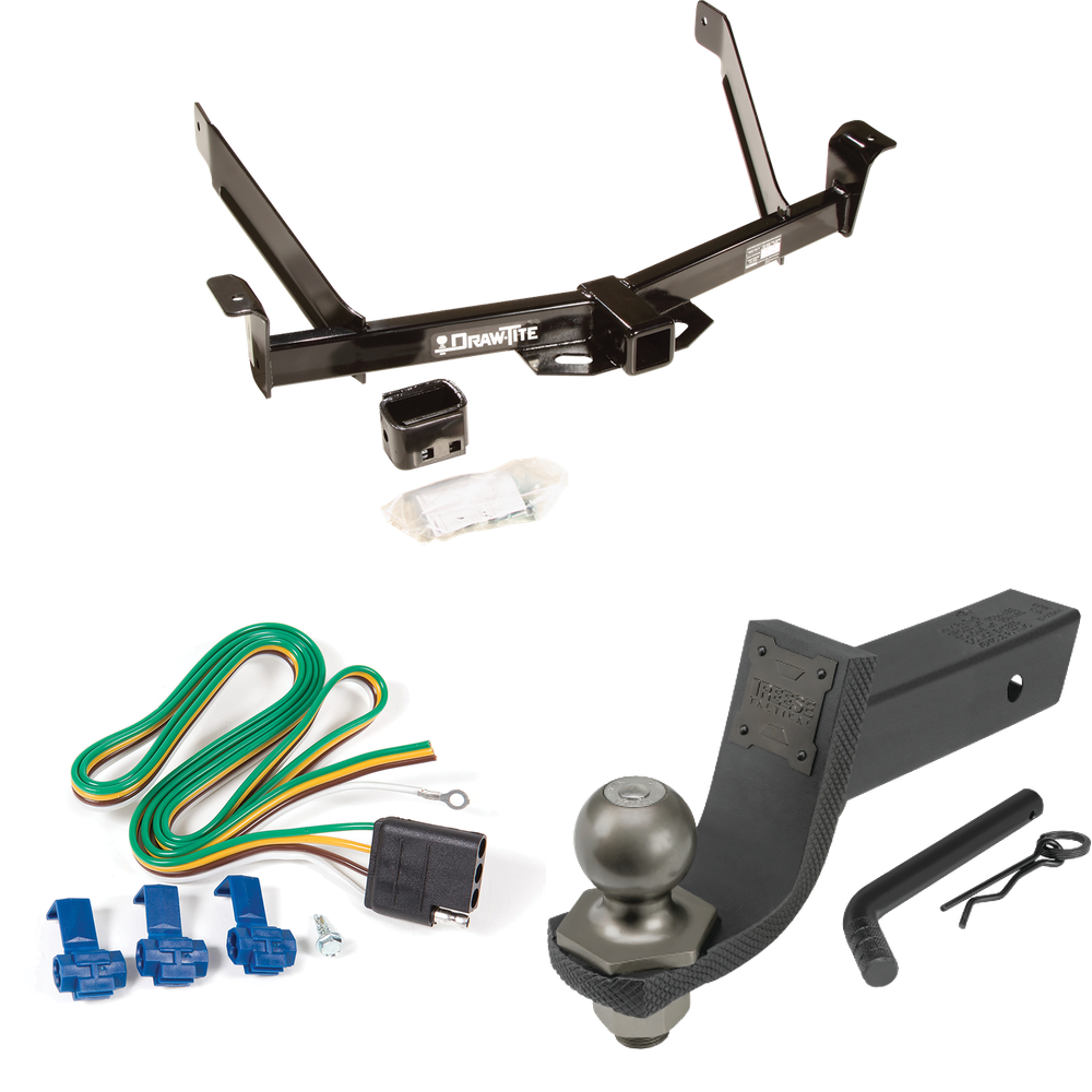 Fits 1991-1994 Ford Explorer Trailer Hitch Tow PKG w/ 4-Flat Wiring + Interlock Tactical Starter Kit w/ 3-1/4" Drop & 2" Ball By Draw-Tite