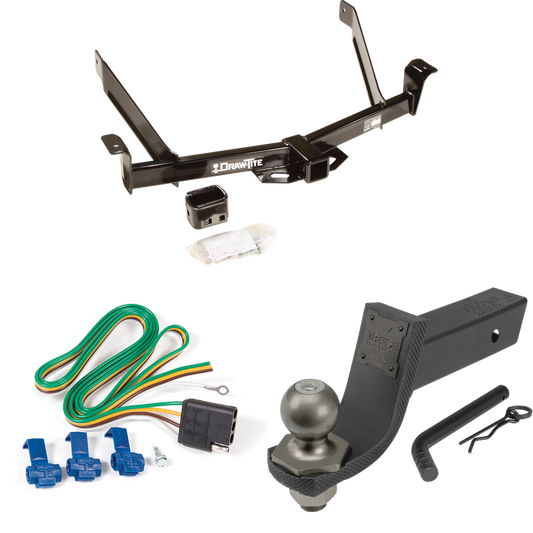 Fits 1991-1994 Ford Explorer Trailer Hitch Tow PKG w/ 4-Flat Wiring + Interlock Tactical Starter Kit w/ 3-1/4" Drop & 2" Ball By Draw-Tite