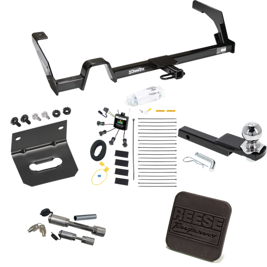 Fits 2000-2004 Subaru Legacy Trailer Hitch Tow PKG w/ 4-Flat Zero Contact "No Splice" Wiring Harness + Interlock Starter Kit w/ 2" Ball 1-1/4" Drop 3/4" Rise + Wiring Bracket + Hitch Cover + Dual Hitch & Coupler Locks (For Wagon, Except Outback Model