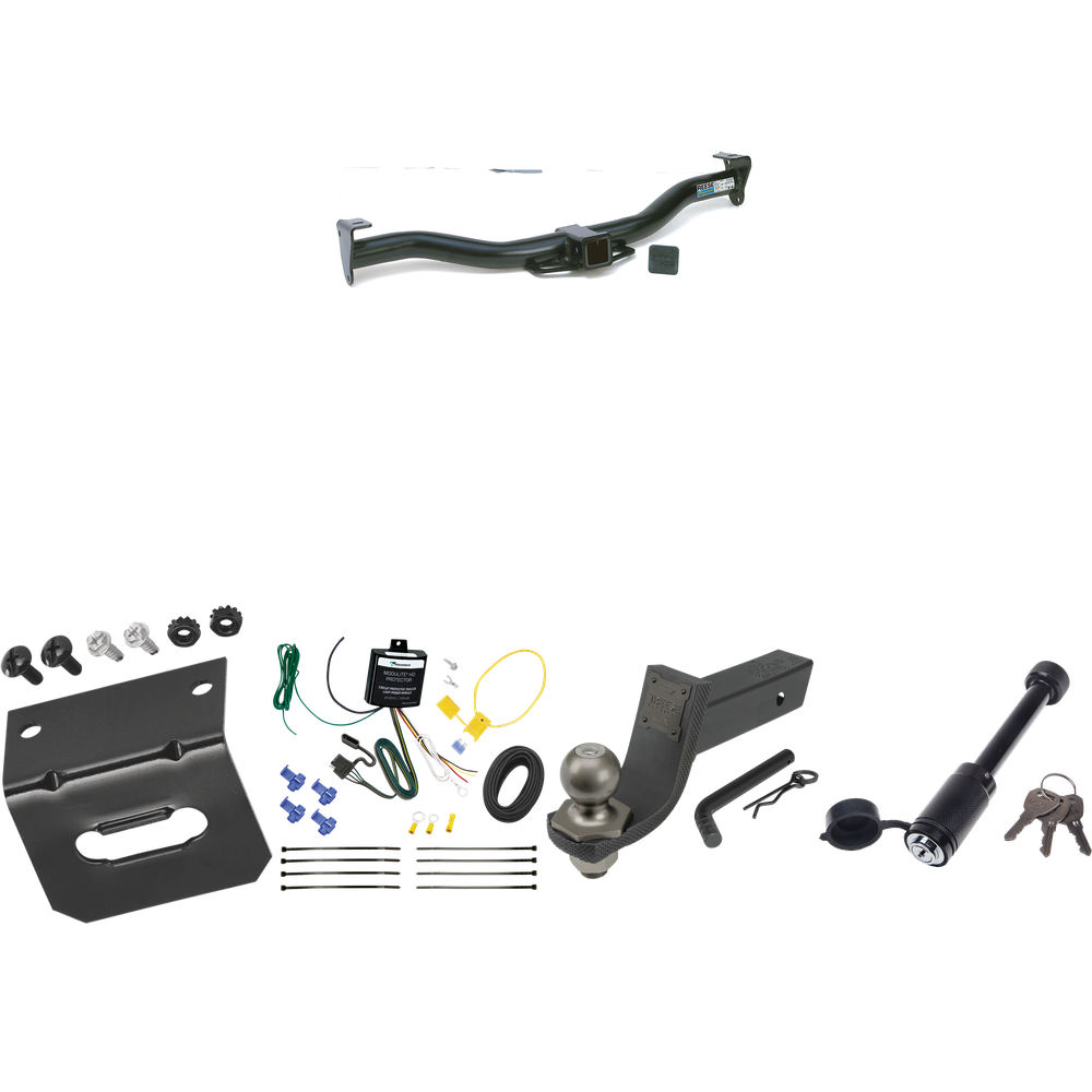 Fits 1997-2001 Mercury Mountaineer Trailer Hitch Tow PKG w/ 4-Flat Wiring + Interlock Tactical Starter Kit w/ 3-1/4" Drop & 2" Ball + Tactical Dogbone Lock + Wiring Bracket By Reese Towpower